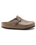 The Birkenstock Womens Boston Natural Leather Oiled Sandals in Tobacco Brown