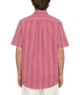 The Volcom Mens Newbar Stripe Shirt in Washed Ruby