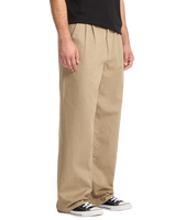The Volcom Mens Baggos Pleat Trousers in Khaki