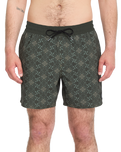Lido Print Swimshorts in Squadron Green