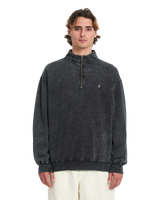 Single Stone 1/4 Zip Sweatshirt in Light Acid Black