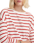 The Levi's® Womens Margot Long Sleeve T-Shirt in Saint Stripe Scarlet
