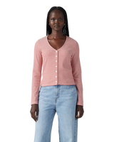 The Levi's® Womens Muse Long Sleeve T-Shirt in Vanilla Stripe Scarlet Smile