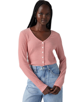 The Levi's® Womens Muse Long Sleeve T-Shirt in Vanilla Stripe Scarlet Smile
