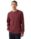 Relaxed Thermal Long Sleeve T-Shirt in Garment Dye Oxblood Red