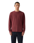 Relaxed Thermal Long Sleeve T-Shirt in Garment Dye Oxblood Red