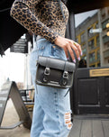 7" Leather Satchel in Black Kiev & Smooth Leather