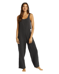 The Billabong Womens Pacific Time Jumpsuit in Black Sands