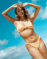 La Joya Tall Knot Tri Bikini Top in Mango