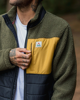 The Passenger Mens Born Explorer Polar-Lined Sherpa Fleece Jacket in Khaki Green