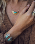 The Bahgsu Jewels Natural Mystic Necklace in Gold Plated Brass Turquoise