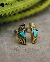 Shape Shift Ring in Silver Two Tone Brass Turquoise