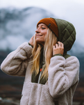 Beaumont 1/2 Zip Sherpa Fleece Jacket in Vintage White