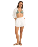 Textured Overswim Shorts in Off White