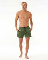 The Rip Curl Mens Offset Volley Shorts in Dark Olive