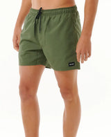 The Rip Curl Mens Offset Volley Shorts in Dark Olive