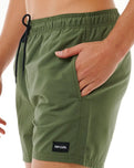 The Rip Curl Mens Offset Volley Shorts in Dark Olive