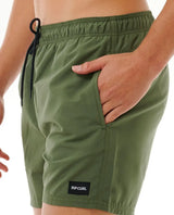 The Rip Curl Mens Offset Volley Shorts in Dark Olive
