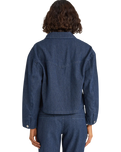 Pinstripe Cropped Jacket in Indigo
