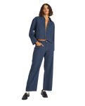 Pinstripe Cropped Jacket in Indigo