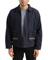 The Rhythm Mens Arugam Twill Jacket in Midnight Navy