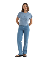 The Rhythm Womens Floral Blooms Printed T-Shirt in Slate