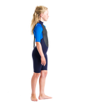 Boys Element 3/2mm Back Zip Shorty Wetsuit in Slate, Cyan & Multi