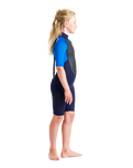 Boys Element 3/2mm Back Zip Shorty Wetsuit in Slate, Cyan & Multi