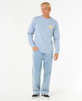 The Rip Curl Mens Wetsuit Icon Crew Sweatshirt in Ice Blue