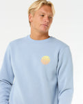 The Rip Curl Mens Wetsuit Icon Crew Sweatshirt in Ice Blue