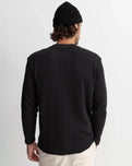 Classic Waffle Knit Sweatshirt in Vintage Black