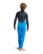 Boys Legend 4/3mm Back Zip Wetsuit in Cyan, Slate & Multi