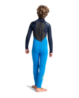 Boys Legend 4/3mm Back Zip Wetsuit in Cyan, Slate & Multi
