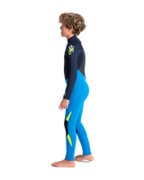 Boys Legend 4/3mm Back Zip Wetsuit in Cyan, Slate & Multi