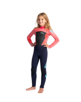 Girls Legend 4/3mm Back Zip Wetsuit in Slate, Coral Tie Dye & Ocean Blue