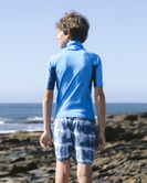 Boys Nuwave Rash Vest in Cyan, Slate & Multi