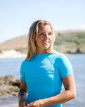 UV Basic Rash Vest in Ocean Blue & White