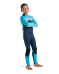 The C-Skins Boys NuWave Legend 3/2mm Back Zip Wetsuit in Bluestone, Blue & Red