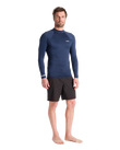 Nuwave Basics Long Sleeve Rash Vest in Bluestone