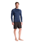 Nuwave Basics Long Sleeve Rash Vest in Bluestone