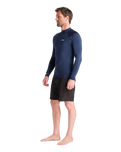 Nuwave Basics Long Sleeve Rash Vest in Bluestone
