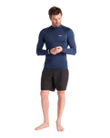 Nuwave Basics Long Sleeve Rash Vest in Bluestone