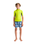 The C-Skins Boys Nuwave Rash Vest in Lime, Anthracite & Multi
