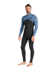 The C-Skins Mens NuWave Session 3/2mm Chest Zip Wetsuit in Black, Steel Blue & Lime