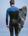 The C-Skins Mens NuWave Session 3/2mm Chest Zip Wetsuit in Black, Steel Blue & Lime