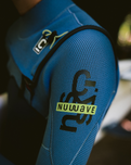 Boys NuWave Session 4/3mm Chest Zip Wetsuit in Bluestone, Steel Blue X & Lime