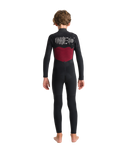The C-Skins Boys NuWave Session 4/3mm Chest Zip Wetsuit in Bluestone, Meteor X & Saffron