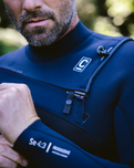The C-Skins Mens NuWave Session 4/3mm Chest Zip Wetsuit in Black, Black X & Silver