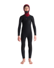 Boys NuWave Session 5/4mm Hooded Chest Zip Wetsuit in Black, Bluestone X & Cool Green