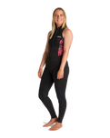 The C-Skins Womens NuWave Solace Lite 2/2mm Front Zip Long Jane Wetsuit in Black & Tropical